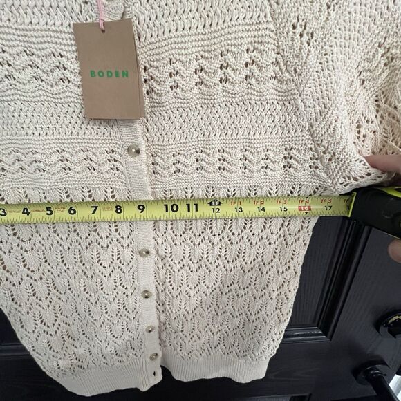 Boden Women's Natural Elodie Stitch Short Sleeve Crew Cardigan Size S NWT - Picture 4 of 4